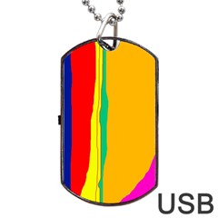 Colorful Lines Dog Tag Usb Flash (two Sides)  by Valentinaart