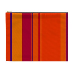 Orange Lines Cosmetic Bag (xl) by Valentinaart