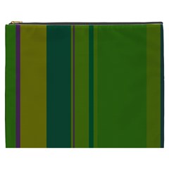 Green Elegant Lines Cosmetic Bag (xxxl)  by Valentinaart