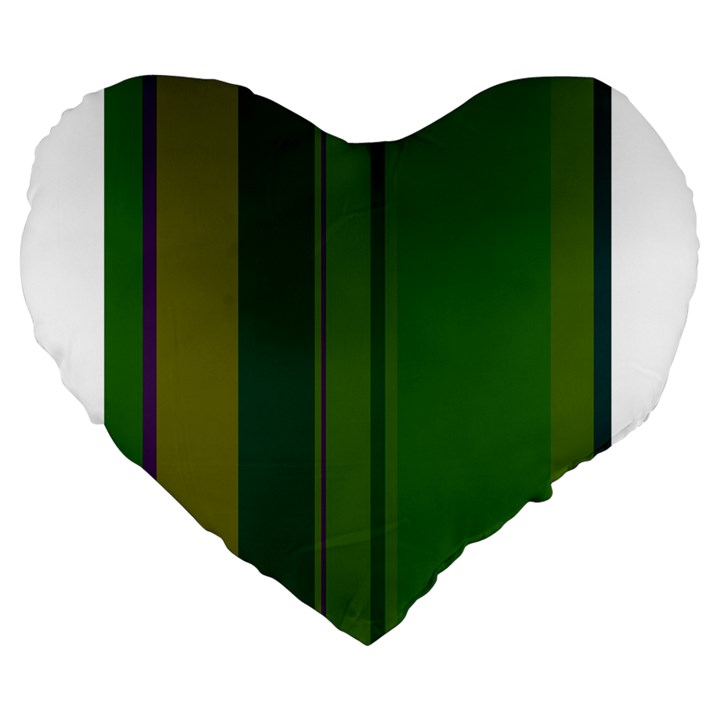 Green elegant lines Large 19  Premium Flano Heart Shape Cushions