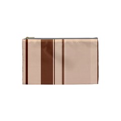 Elegant Brown Lines Cosmetic Bag (small)  by Valentinaart