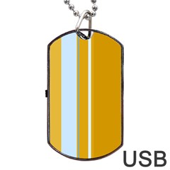 Yellow Elegant Lines Dog Tag Usb Flash (two Sides)  by Valentinaart