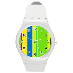 Colorful Lines Round Plastic Sport Watch (m) by Valentinaart