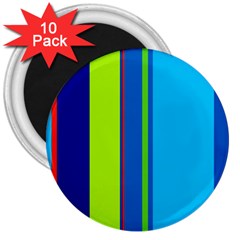 Blue And Green Lines 3  Magnets (10 Pack)  by Valentinaart