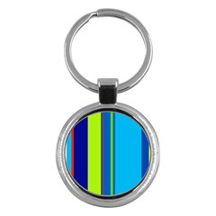 Blue And Green Lines Key Chains (round)  by Valentinaart