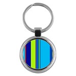 Blue and green lines Key Chains (Round)  Front