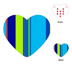 Blue And Green Lines Playing Cards (heart)  by Valentinaart