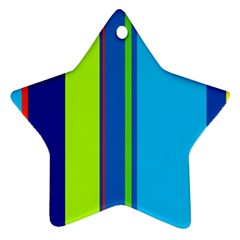 Blue And Green Lines Star Ornament (two Sides) 