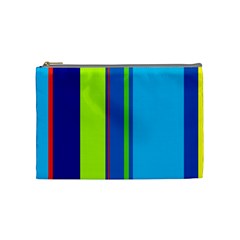 Blue And Green Lines Cosmetic Bag (medium)  by Valentinaart