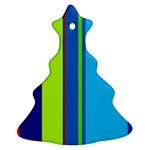 Blue and green lines Christmas Tree Ornament (2 Sides) Back