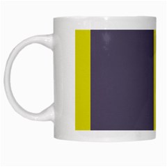 Blue And Yellow Lines White Mugs by Valentinaart