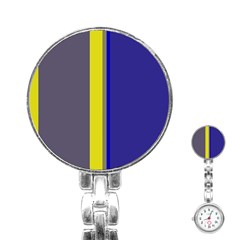 Blue And Yellow Lines Stainless Steel Nurses Watch by Valentinaart