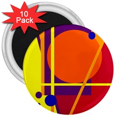 Orange Abstract Design 3  Magnets (10 Pack) 