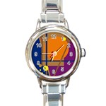 Decorative abstract design Round Italian Charm Watch Front