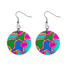 Colorful Abstract Design Mini Button Earrings by Valentinaart