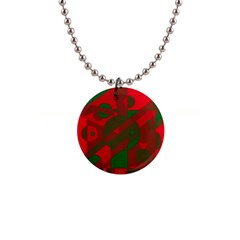 Red And Green Abstract Design Button Necklaces by Valentinaart