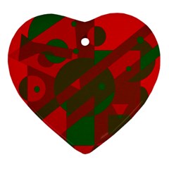 Red And Green Abstract Design Heart Ornament (2 Sides) by Valentinaart