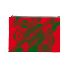 Red And Green Abstract Design Cosmetic Bag (large)  by Valentinaart