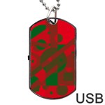 Red and green abstract design Dog Tag USB Flash (Two Sides)  Front