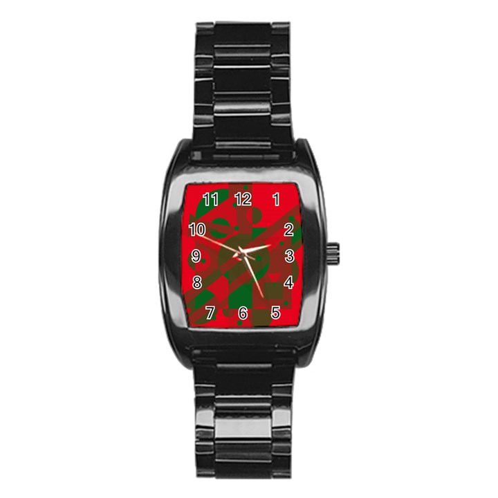 Red and green abstract design Stainless Steel Barrel Watch