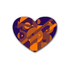 Blue And Orange Abstract Design Rubber Coaster (heart)  by Valentinaart