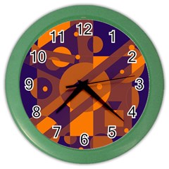 Blue And Orange Abstract Design Color Wall Clocks by Valentinaart