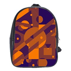 Blue And Orange Abstract Design School Bags (xl)  by Valentinaart