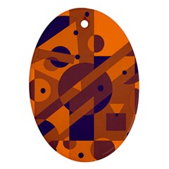 Orange And Blue Abstract Design Ornament (oval)  by Valentinaart
