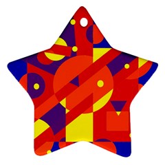 Blue And Orange Abstract Design Star Ornament (two Sides) 