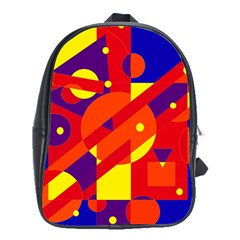 Blue And Orange Abstract Design School Bags (xl)  by Valentinaart