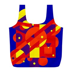 Blue And Orange Abstract Design Full Print Recycle Bags (l)  by Valentinaart