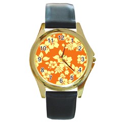 Sunny Hawaiian Round Gold Metal Watch by AlohaStore