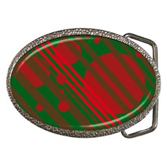 Red and green abstract design Belt Buckles