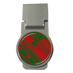 Red and green abstract design Money Clips (Round) 