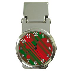 Red and green abstract design Money Clip Watches