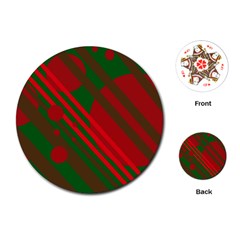 Red and green abstract design Playing Cards (Round) 