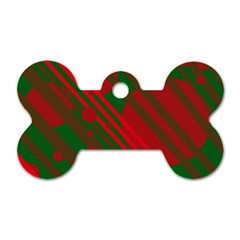 Red and green abstract design Dog Tag Bone (One Side)