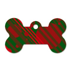 Red and green abstract design Dog Tag Bone (Two Sides)