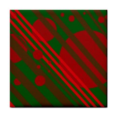 Red and green abstract design Face Towel