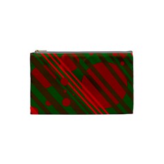 Red and green abstract design Cosmetic Bag (Small) 