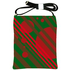 Red And Green Abstract Design Shoulder Sling Bags by Valentinaart