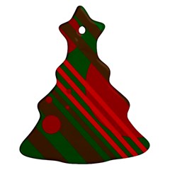 Red and green abstract design Christmas Tree Ornament (2 Sides)