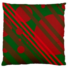 Red and green abstract design Large Cushion Case (Two Sides)