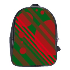 Red And Green Abstract Design School Bags (xl)  by Valentinaart