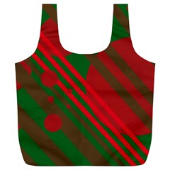 Red And Green Abstract Design Full Print Recycle Bags (l)  by Valentinaart