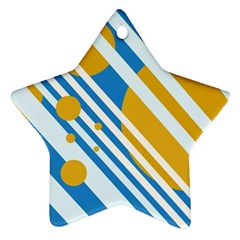 Blue, Yellow And White Lines And Circles Ornament (star) 