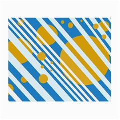 Blue, Yellow And White Lines And Circles Small Glasses Cloth (2-side) by Valentinaart