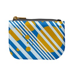 Blue, Yellow And White Lines And Circles Mini Coin Purses by Valentinaart