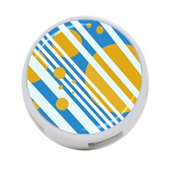 Blue, Yellow And White Lines And Circles 4-port Usb Hub (two Sides)  by Valentinaart