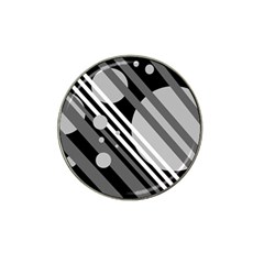 Gray Lines And Circles Hat Clip Ball Marker